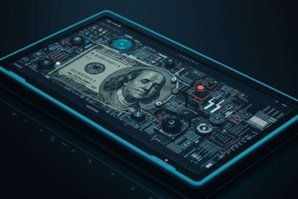 US Capitol building overlaid with digital currency symbols, emphasizing the US CBDC Regulatory Stance.