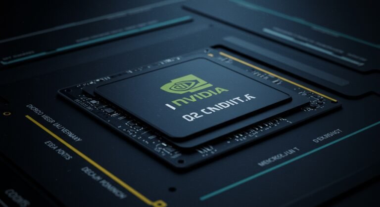 A stylized graphic depicting Nvidia's logo amidst circuits and financial charts, representing its impact on the AI and tech market, following its Q2 earnings report.