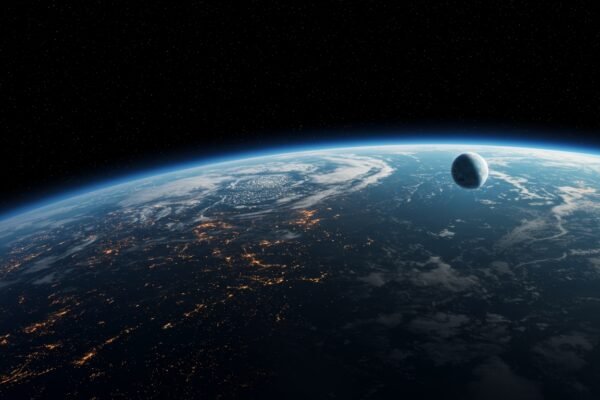 A conceptual image of the sun emitting solar flares with a transparent overlay of data streams, representing the NASA IBM Surya AI model at work.