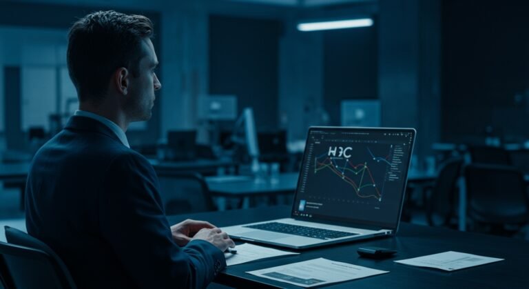 A digital representation of AI algorithms optimizing financial data, with charts showing cost reduction and productivity gains, reflecting the impact of AI-Driven Corporate Efficiency.