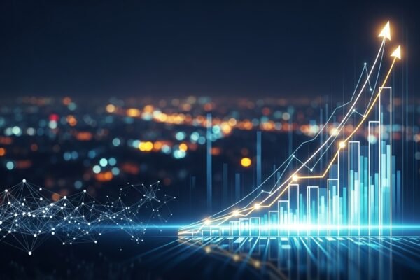 Groww's corporate logo overlaying a chart showing financial growth and diversification, symbolizing its IPO and strategic shift.