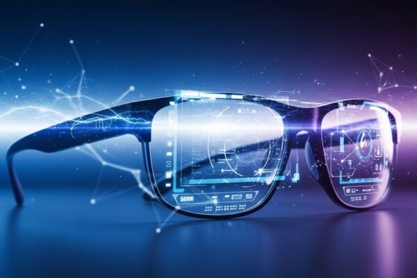 Meta’s AI Glasses Pivot: Unpacking the Latent Risks and Regulatory Crosscurrents A close-up of Meta Ray-Ban Display smart glasses with a subtle digital overlay, hinting at augmented reality capabilities.