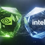 Nvidia and Intel logos side-by-side, symbolizing a strategic partnership and investment