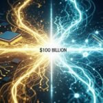 A stylized depiction of NVIDIA and OpenAI logos merging, representing a powerful strategic partnership in the AI sector.