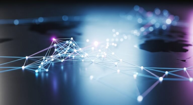 A conceptual image showing digital tokens flowing across global financial networks with a clock indicating 24/7 operations.