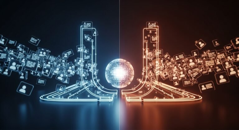 A person looking at a screen with the Claude AI logo and a pop-up notification about privacy policy changes and data training. The image represents the Anthropic Claude AI privacy policy update and consumer choice.