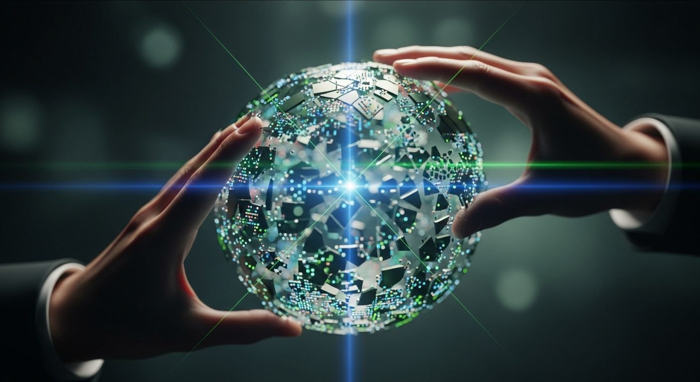 Close-up of a magnifying glass over a computer screen displaying search results, symbolizing the Google antitrust ruling and its impact on online search and competition.