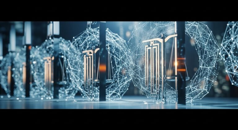 Digital coins and a small business owner reviewing financial charts, symbolizing the SEC's impact on crypto and small businesses.