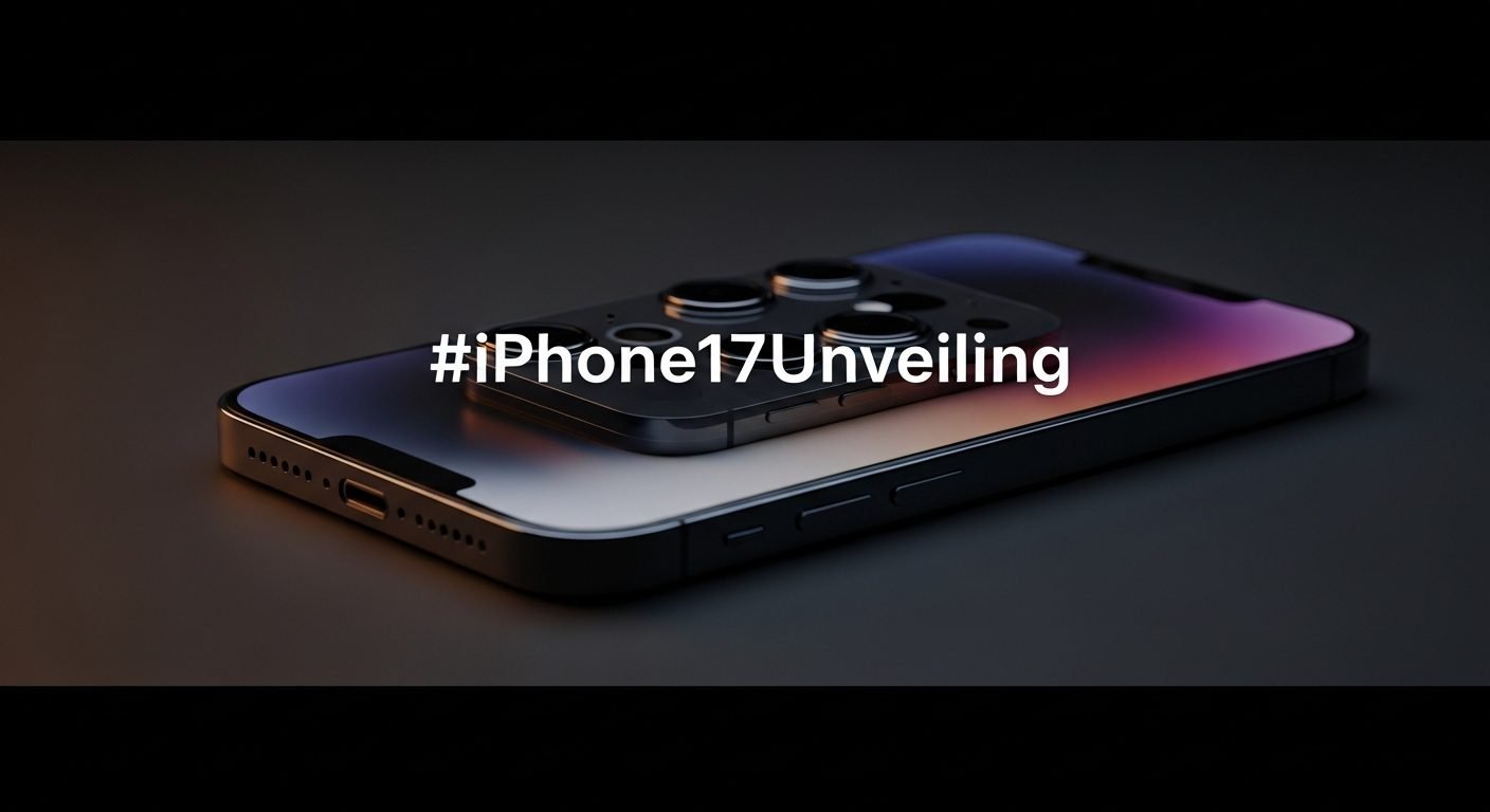 Close-up of the new iPhone 17 Pro Max being held, with a focus on its display and camera system, highlighting the advanced design.