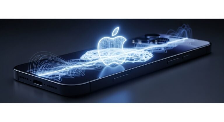 Close-up of the new ultra-thin iPhone 17 Air and other iPhone 17 models on a display, with subtle digital financial charts in the background, representing market analysis.