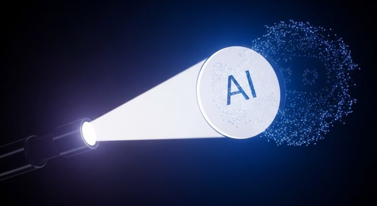 A stylized image depicting a child interacting with a glowing AI chatbot interface, with a protective shield subtly overlaid, representing the FTC's focus on child safety in AI.