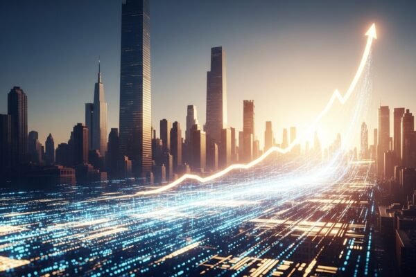 Klarna logo displayed against a backdrop of the New York Stock Exchange building, symbolizing its recent IPO.