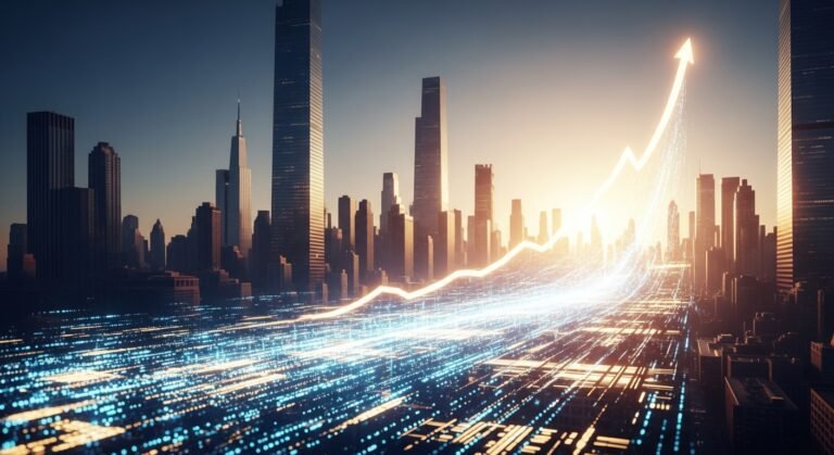 Klarna logo displayed against a backdrop of the New York Stock Exchange building, symbolizing its recent IPO.