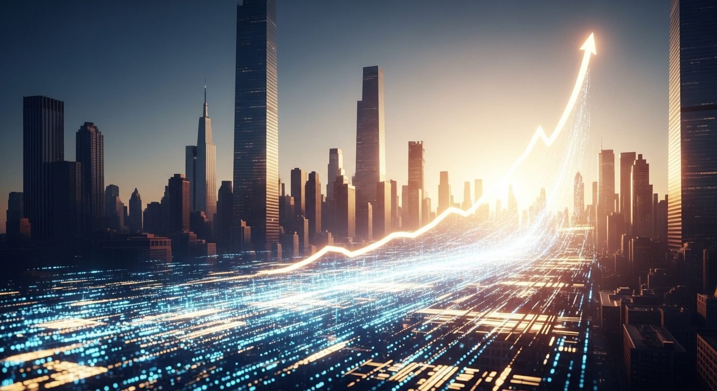 Klarna logo displayed against a backdrop of the New York Stock Exchange building, symbolizing its recent IPO.