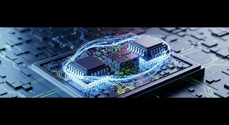 Close-up of a chiplet array on a circuit board, symbolizing TCS's new Chiplet-based System Engineering Services.
