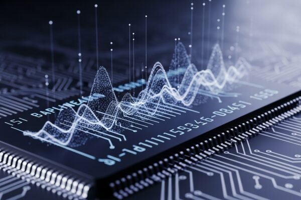 Digital illustration representing quantum-resistant cybersecurity protecting financial documents and data, featuring a secure padlock and abstract quantum computing elements.