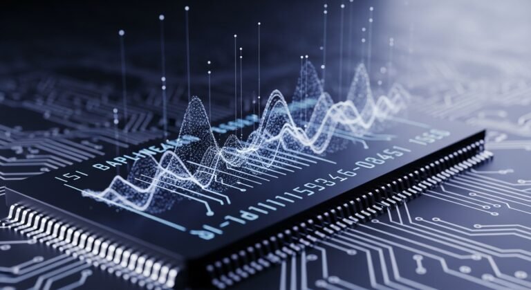 Digital illustration representing quantum-resistant cybersecurity protecting financial documents and data, featuring a secure padlock and abstract quantum computing elements.