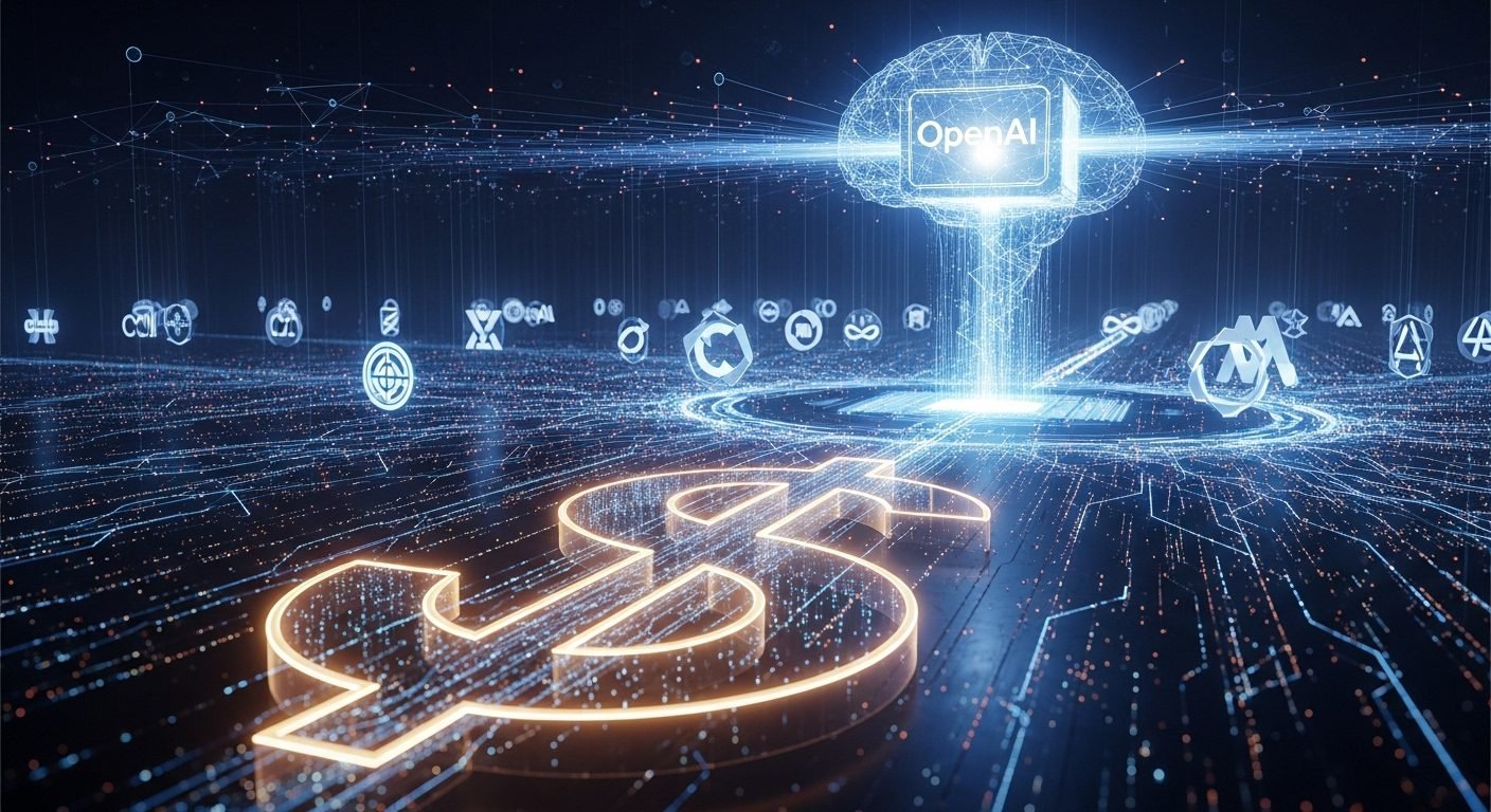 OpenAI CEO Sam Altman overseeing a futuristic data center with supercomputers and server racks, representing the Stargate project's massive AI infrastructure.