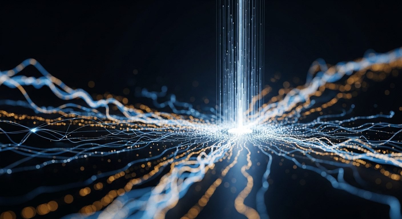 Conceptual image of interconnected global finance network with SWIFT logo and blockchain elements