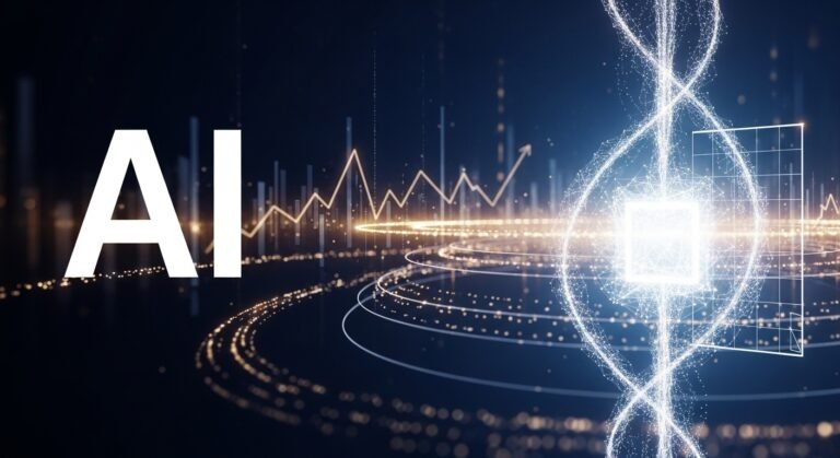 A complex neural network visualized with glowing connections, representing the rapid advancement and vast infrastructure of artificial intelligence.