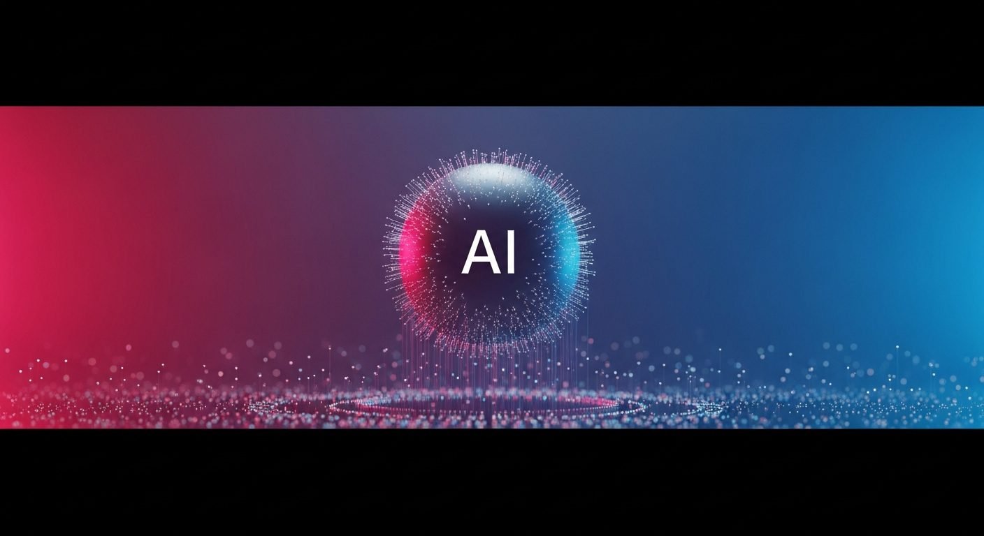 Abstract image representing interconnected AI networks, data centers, and digital growth with glowing lines and nodes.