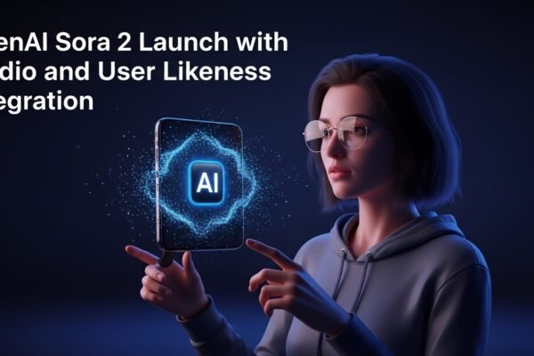 Sora 2: OpenAI’s Reality Forge Ushers in a New Era of AI-Generated Worlds A vibrant, hyper-realistic AI-generated video still featuring a person interacting with a dynamic scene, representing the advanced capabilities of OpenAI Sora 2 with integrated audio and user likeness.