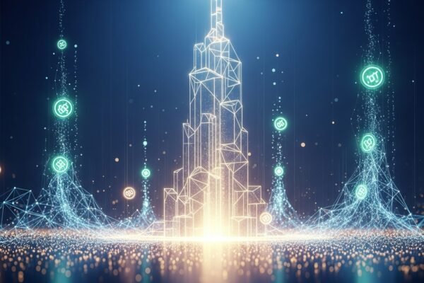 A diverse group of people celebrating success while crypto charts and digital currencies are displayed in the background, symbolizing global crypto wealth growth.