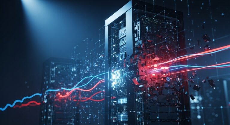 An illustration depicting a digital padlock with a glowing, intricate network background, symbolizing a nation-state cyberattack on critical infrastructure.