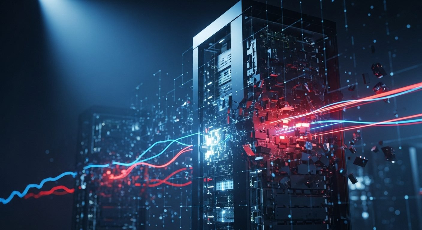 An illustration depicting a digital padlock with a glowing, intricate network background, symbolizing a nation-state cyberattack on critical infrastructure.