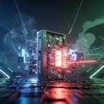 An abstract digital representation of data security, illustrating a network under threat, symbolizing the F5 nation-state cyber attack.